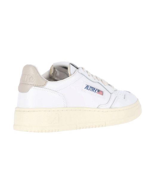 Autry White Medalist Leather Low-Top Sneakers