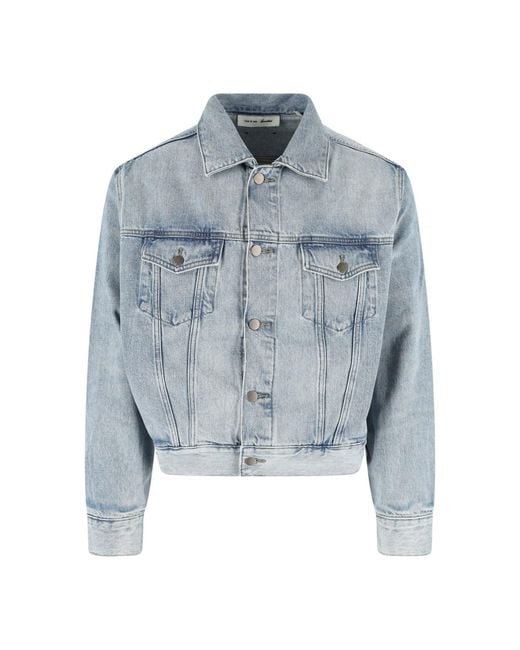 Fear Of God Blue Light Washed Cropped Denim Jacket With Classic Collar for men