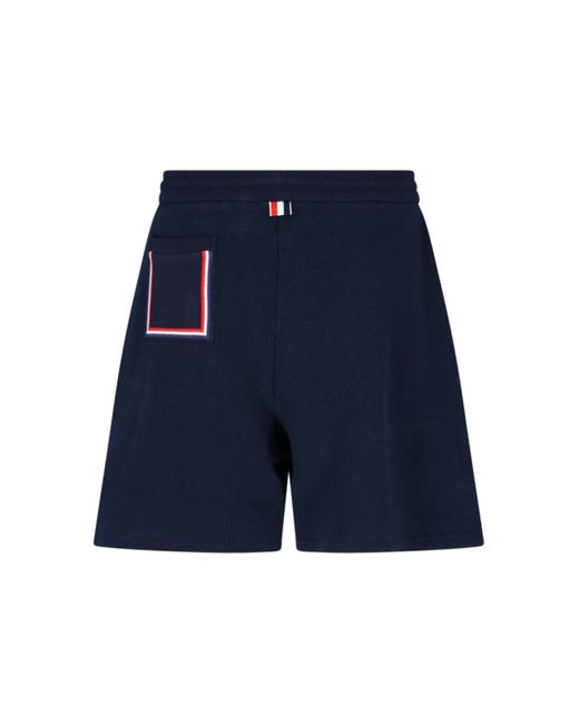 Thom Browne Blue Logo Jogger Shorts for men