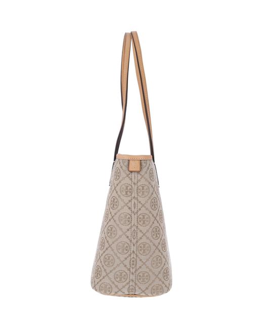 Tory Burch Natural Small Tote Bag "T Monogram"