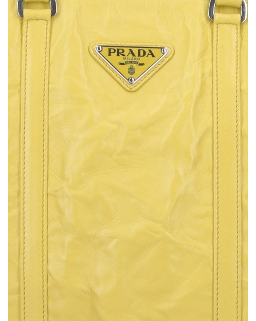 Prada Yellow Logo Tote Bag