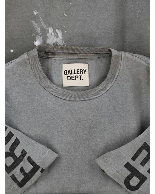 GALLERY DEPT. Gray Distressed Graphic T-Shirt With Paint-Splatter Effect for men