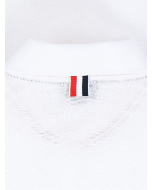 Polo Dettagli Tricolore di Thom Browne in White da Uomo