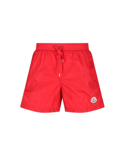 Moncler Red Logo Swimming Shorts for men