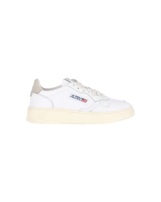 Autry White Medalist Leather Low-Top Sneakers