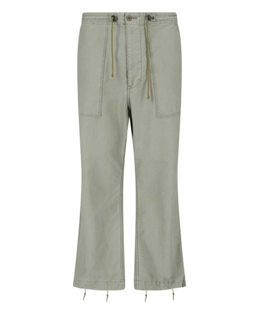Needles Gray String Fatigue Straight Cotton Trousers for men
