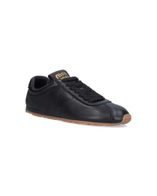 Sneakers In Nappa Di Agnello "Plume" di Miu Miu in Black