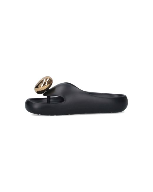 Loewe Black 'Foam Pebble' Thong Sandals