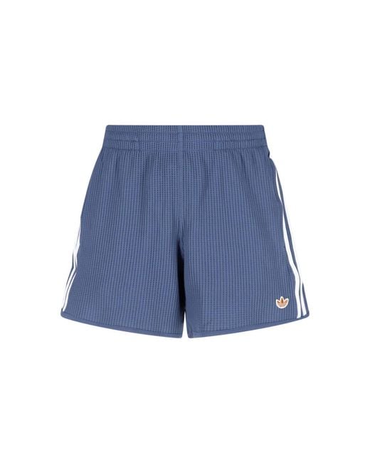 Adidas Blue Sport Shorts "Waffle Knit Sprinter" for men
