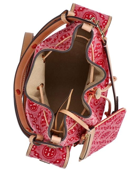 Borsa Secchiello "T Monogram" di Tory Burch in Pink