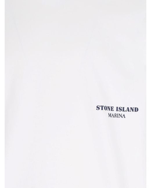 Felpa Girocollo "Marina" di Stone Island in White da Uomo
