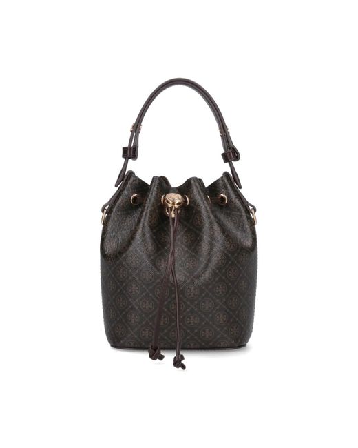 Borsa Secchiello "T Monogram" di Tory Burch in Black