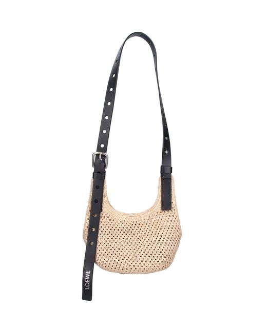 Loewe White Mini Hobo Bag "Punch Hole"
