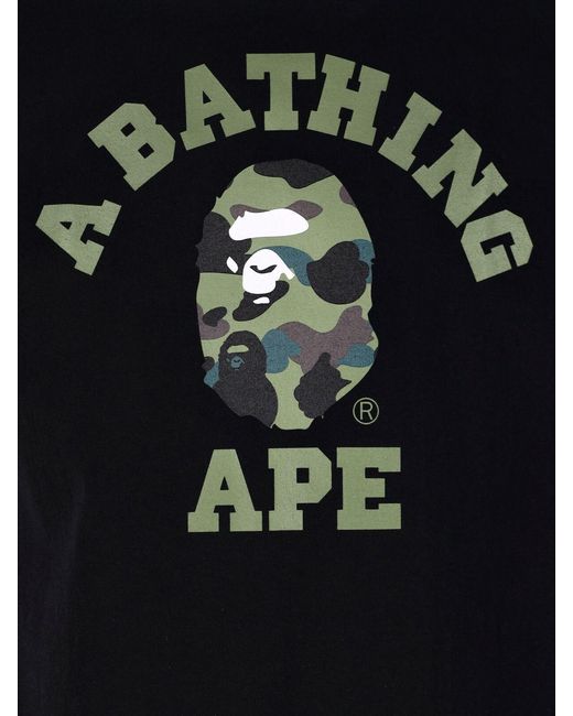 A Bathing Ape Black Graphic Cotton T-Shirt for men