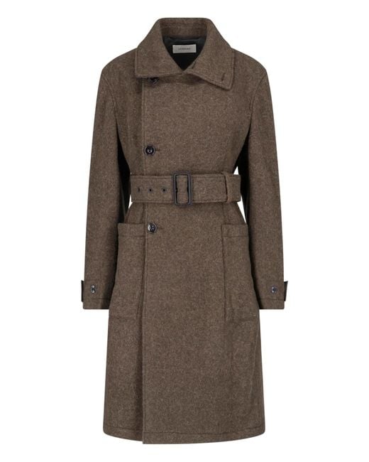 Lemaire Brown Belted Wool-Blend Wrap Coat
