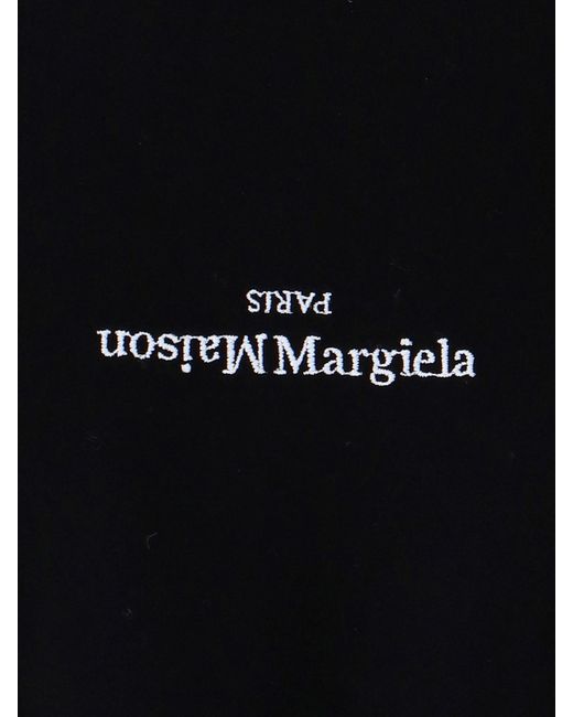 Maison Margiela Black Distorted Logo Embroidered Cotton T-Shirt for men