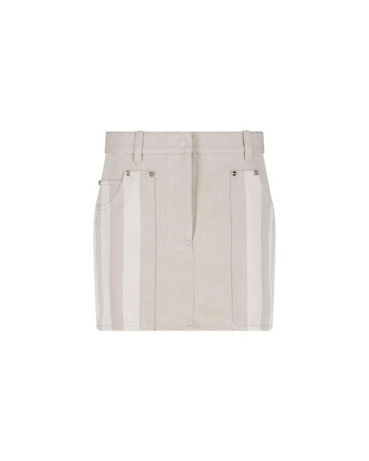 Fendi White Denim Drill Mini Skirt
