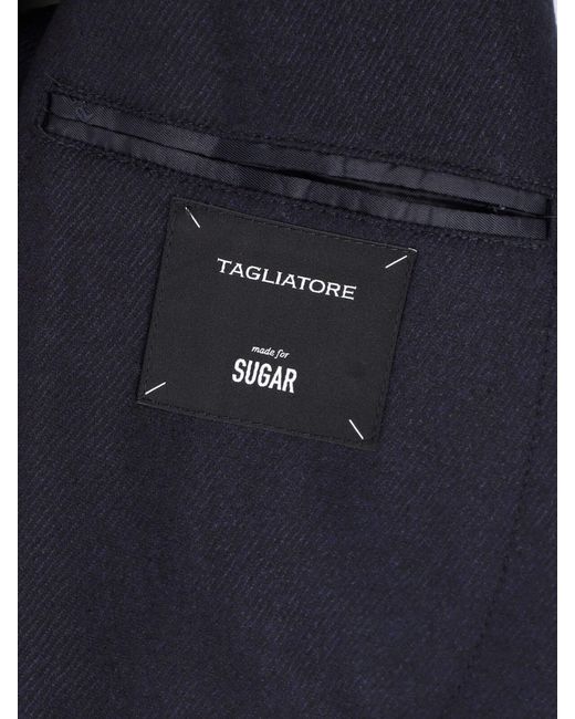 Tagliatore Blue Double-Breasted Virgin Wool Blazer for men