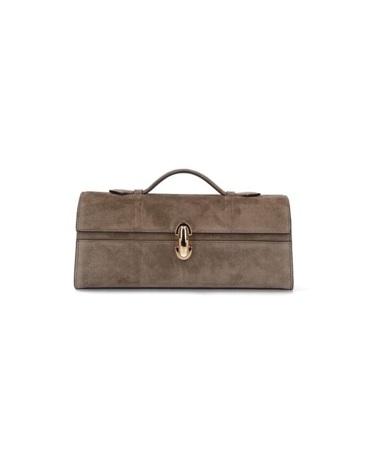 SAVETTE Brown "Slim Simmetry" Clutch Bag