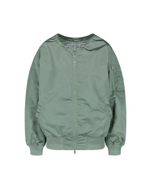 Alexander Wang Green Drawstring Collar Bomber Jacket