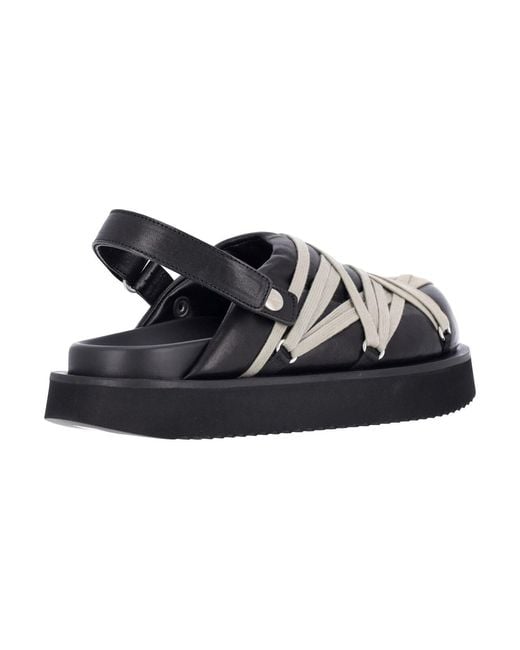 Rick Owens Black Mules "Padded Megalace Platform" for men