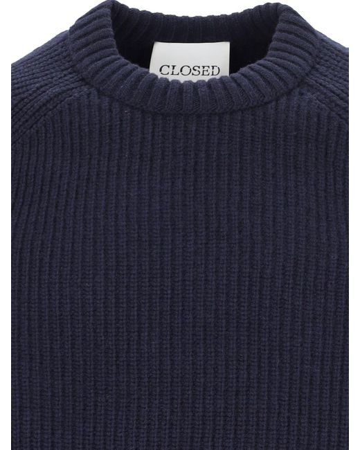 Closed Blue Ribbed Wool Sweater for men