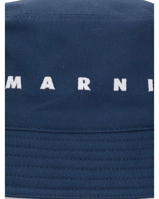 Marni Blue Logo Bucket Hat for men