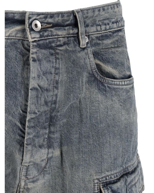 Rick Owens Gray Wide Jeans "Double Cargo" for men