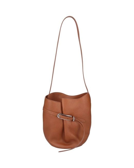 Liffner White Medium Bucket Bag "Belted Bag"