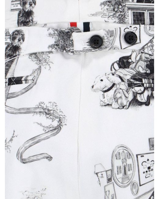 Thom Browne White Hector Toile Print Cotton Shorts