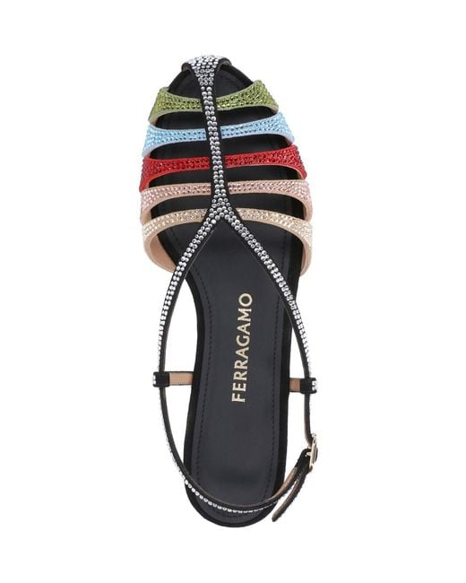 Ferragamo White Playful Multicolour Strappy Sandals With Flat Sole