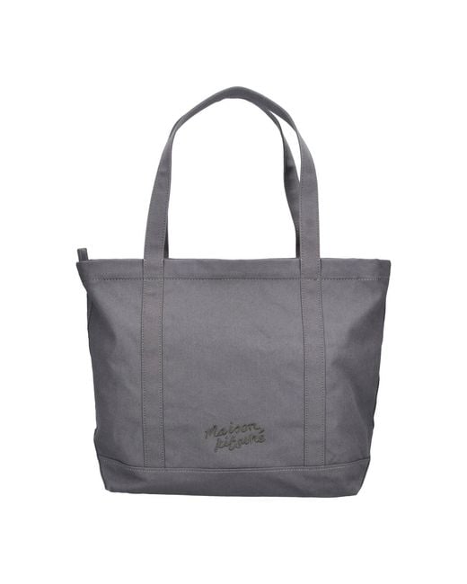 Maison Kitsuné Gray Cotton Tote Bag For for men
