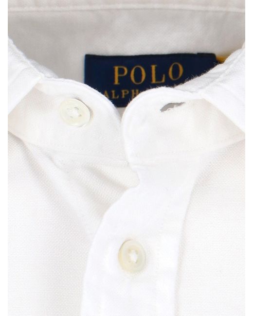 Polo Ralph Lauren White Brand-Embroidered Regular-Fit Cotton Shirt