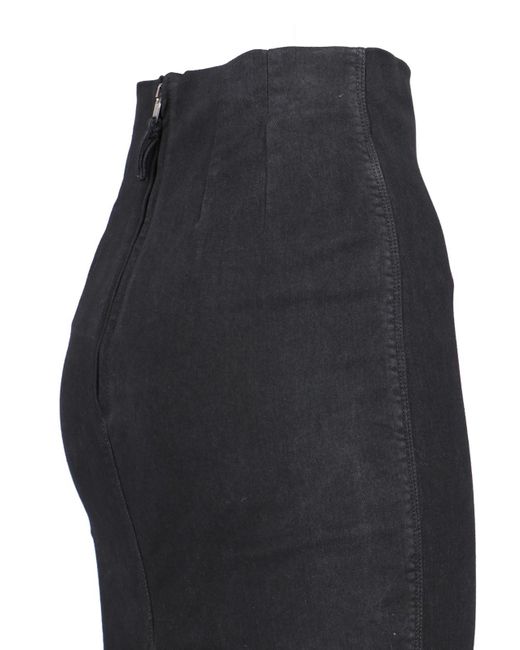 Rick Owens Black Maxi Denim Skirt