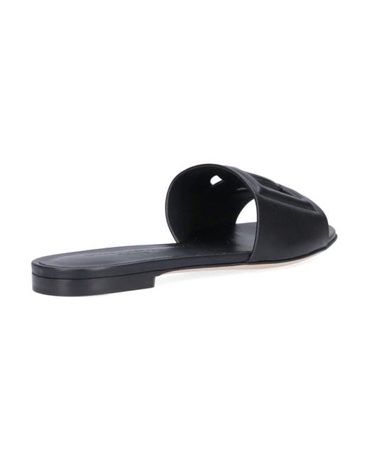 Dolce & Gabbana Black 'dg Millennials' Logo Slides