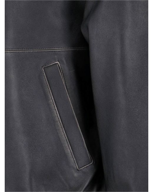 DUNST Blue Lamb Leather Bomber Jacket