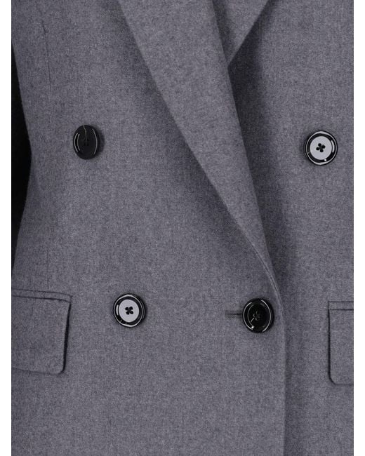 Lardini Gray Double-Breasted Cashmere Coat