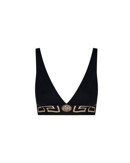 Versace Black Greek Bordered Bikini Top