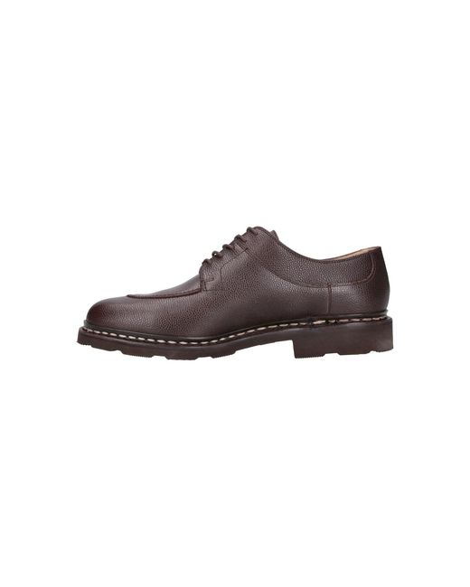 Paraboot Brown Pebbled Leather Lace-Up Derby Shoes for men