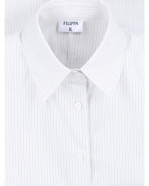 Filippa K White Hourglass Striped Cotton Formal Shirt