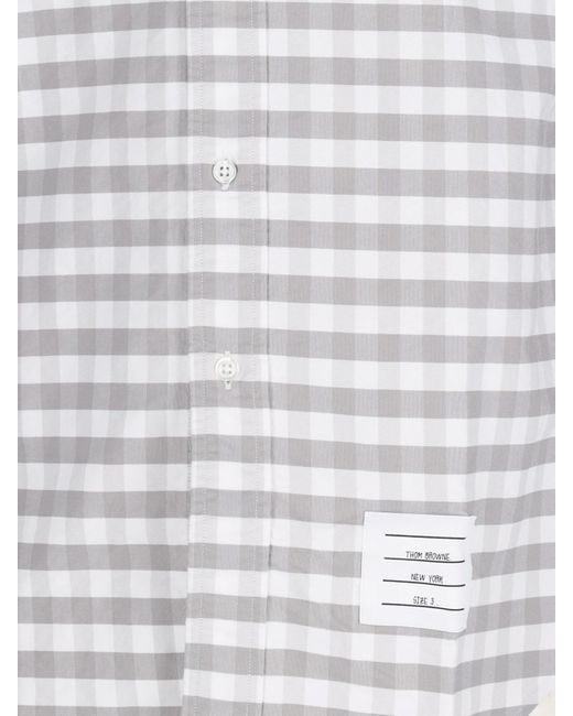 Camicia A Quadri di Thom Browne in White da Uomo