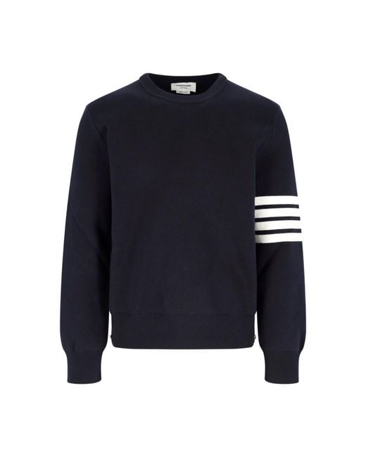 Thom Browne Blue 4 Bar Ribbed Sweater for men