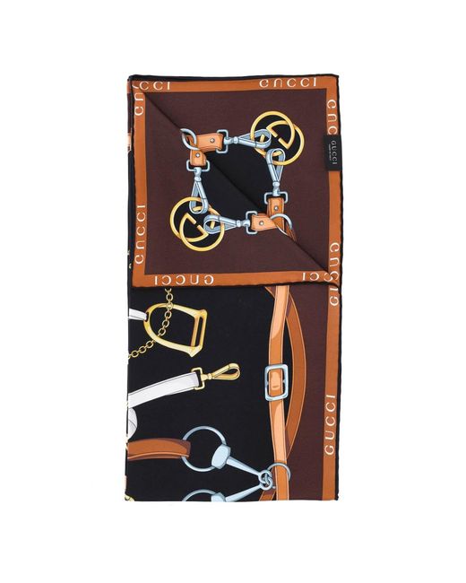 Gucci Black Printed Silk Scarf