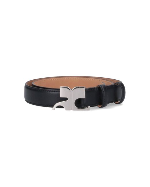 Courreges Black Leather Belt With Sleek Hardware