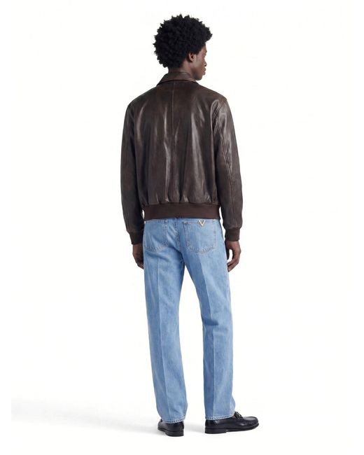 Prada Brown Nappa Leather Bomber Jacket for men