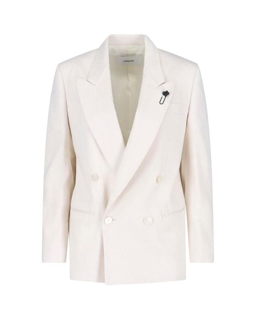 Lardini White Double-Breasted Blazer