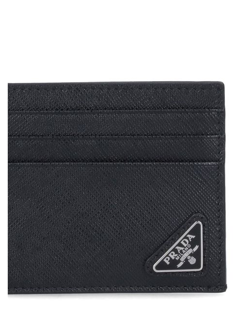 Prada Black Card Holder Logo for men