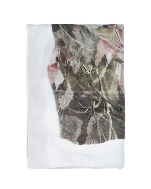 Maison Margiela Gray Silk Printed Scarf For