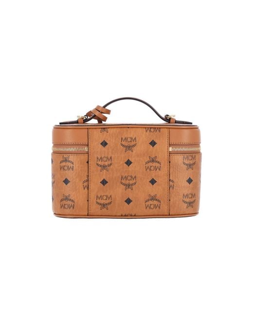 MCM Brown Leather-Trim Crossbody Bag