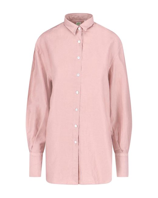 Finamore 1925 Pink Linen Blend Shirt